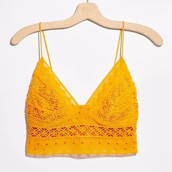 Free People Other - NWT Free People Mango Carina Crochet Bralette Bright Orange Size Medium Boho New